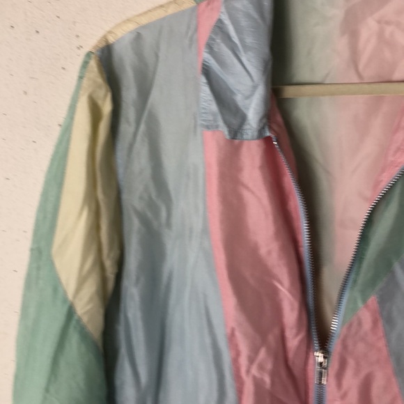 VINTAGE Blair SILk pastel patchwork jacket Small trendy 90s - Picture 5 of 10